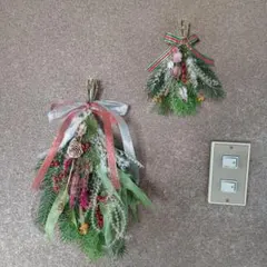 ドライフラワークリスマススワッグ　2点
