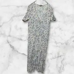 ⭐️1点もの⭐️H&M 【L】 花柄 Vネック 半袖 ロングワンピース レディース