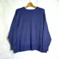 ショコラフィネローブ【F】レディース 長袖 ニットセーター 薄手 ダークブルー