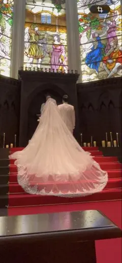 ホワイト レースウェディングベール ロング