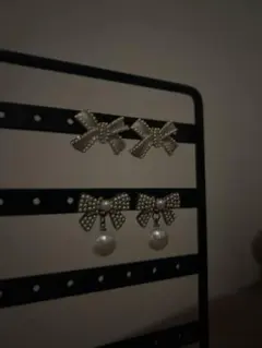 リボン型ピアス2点セット