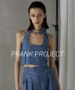 極美品【PRANK PROJECT】フラワーチョーカーストライプネックトップスのサムネイル