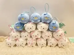 すみっコぐらし　うつぶせゴムひも付き　マスコット　ぬいぐるみ　18コ