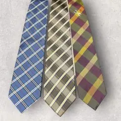 ハイブランドネクタイ 豪華3本セット 全てシルク まとめ売り チェック柄 格子柄