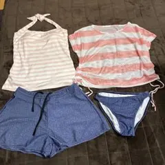 レディース水着　Mサイズ　4点セット　ボーダー