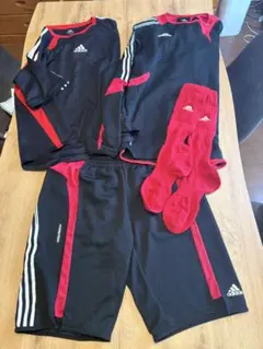 adidas サッカーウェアセット 黒/赤　Lサイズ