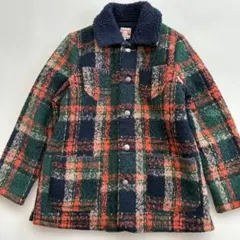 チチカカ　総柄チェックの可愛いボアジャケットコート　フリーサイズ