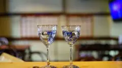 ワイングラス ペア 2客セット ステンドグラス風 花柄 ゴールドリム
