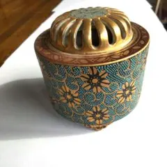 香炉　九谷焼　青粒鉄仙