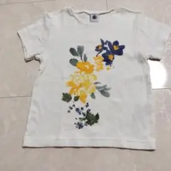 プチバトー 花柄 半袖Tシャツ ホワイト6ans116のサムネイル