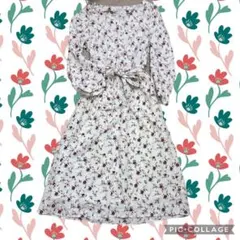 小花柄 可愛らしいロングワンピース ゆったりワンピース