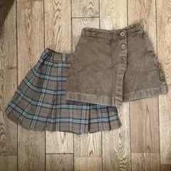 UNIQLOコーデュロイキュロットスカート&チェックスカート2枚セット（120）