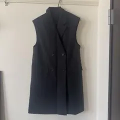 ブラック ダブルボタン ノースリーブベスト