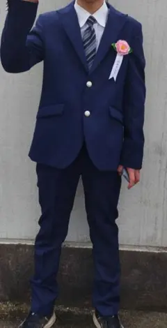 卒業式　男の子フォーマル　子供スーツ 4点セット ネイビー　男子160 170A