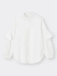 ラッフルスリーブブラウス(長袖) GU ホワイト S 白