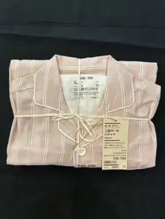 無印良品　二重ガーゼパジャマ キッズピンクストライプ 140-150のサムネイル