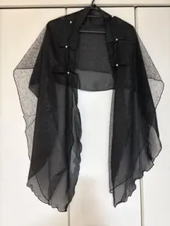 黒　ブラック　ショール　パール付き