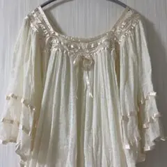 vintage 古着　ホワイト　ギリシャ　コットンガーゼ　チュニック