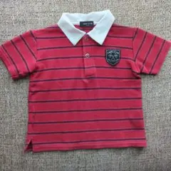 COMME CA ISM 赤 ストライプ ポロシャツ 半袖