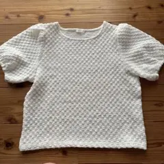 COLZA レディース 半袖 トップス ホワイト ポコポコ素材