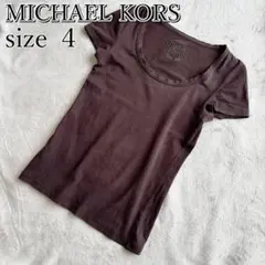 MICHAEL KORS Tシャツ 半袖 茶 Uネック シンプル 夏 無地 綿混