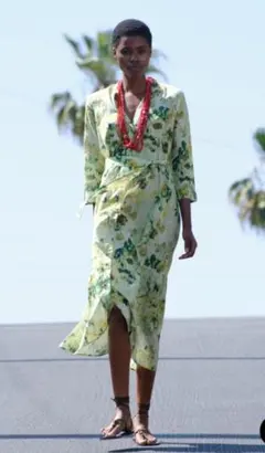 ZARA ZW COLLECTION ザラ　プリントロングフレアワンピース　総柄