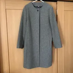 て*こ様 無印 ウール混合ノーカラーコート ロングコート