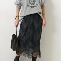 スピックアンドスパン　レーススカート　ブラック　36