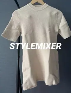 STYLEMIXER リブ編み 半袖トップス クリーム色