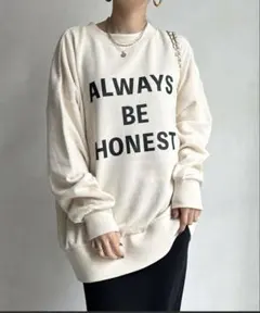 【美品】doudou メッセージ2WAYビッグプルオーバー ベージュ