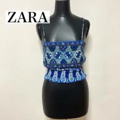 ZARA 刺繍 ビーズ装飾 キャミソールトップス エスニック ボヘミアンのサムネイル