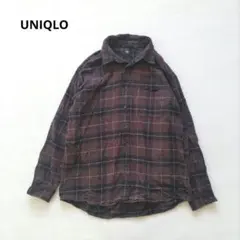 UNIQLO　ユニクロ　フランネルチェックシャツ　ブラウン　綿　XL