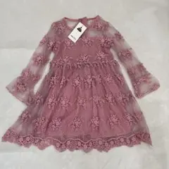 シースルーレースドレス　130 刺繍入り ワンピース