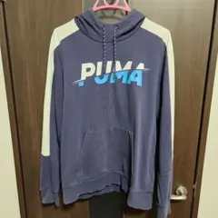 PUMA ネイビー フード付きパーカー XL