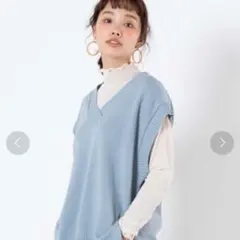 ライトブルー Vネック ノースリーブニット　wego フリーサイズのサムネイル