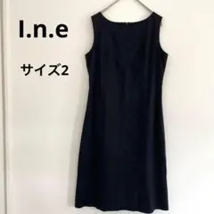 I.n.e 黒 ノースリーブ ひざ丈ワンピース シンプル 春夏秋