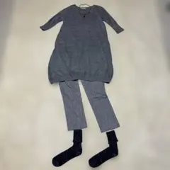 ✨45rpm 天竺コットンTシャツ（チュニック）5部袖 杢グレー