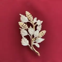 パールリーフ × スワロフスキー 花 ブローチ ゴールド 上品 華やか