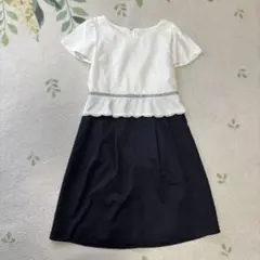 レーストリムワンピース　セレモニー　卒業式　入学式　11号　ウエストリボン付
