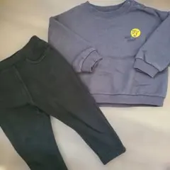 トムとジェリー　トレーナー　&　裏起毛　ブラック　パンツ　90㎝　2点セット