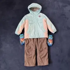 SPORTUM子供用スキーウェア上下　水色/ライトグレー　手袋付