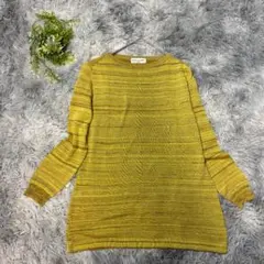 ジャンニロジュディチェ 36 ニット チュニック ボーダー 黄 通勤 日本製