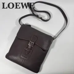 ロエベ ショルダーバッグ 斜め掛け センダ ロゴ型押し レザー ダークブラウンのサムネイル