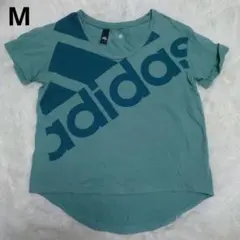 adidas　半袖　Tシャツ　М　レアデザイン　薄手　モスグリーン