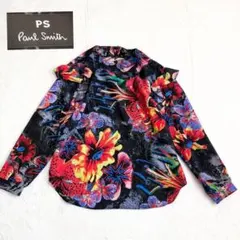 ポールスミス Paul Smith レディース 長袖シャツ 花柄 フリル袖 黒のサムネイル