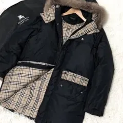 極美品 バーバリーブラックレーベル ノバチェック ダウンジャケット ホースロゴ