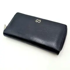 GUCCI グッチ 長財布 ジップアラウンド ドリアン シボ革 レザー ネイビー