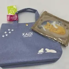 KALDI 猫デザイン トートバッグ　ポーチセット美品