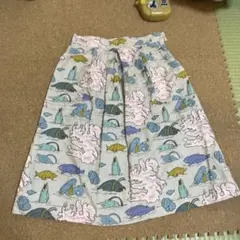 didizizi 海洋生物柄 プリーツスカート ひざ丈のサムネイル