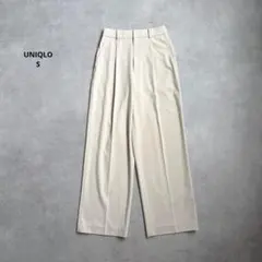 UNIQLO タックワイドパンツ　ナチュラル　S⚪︎460311